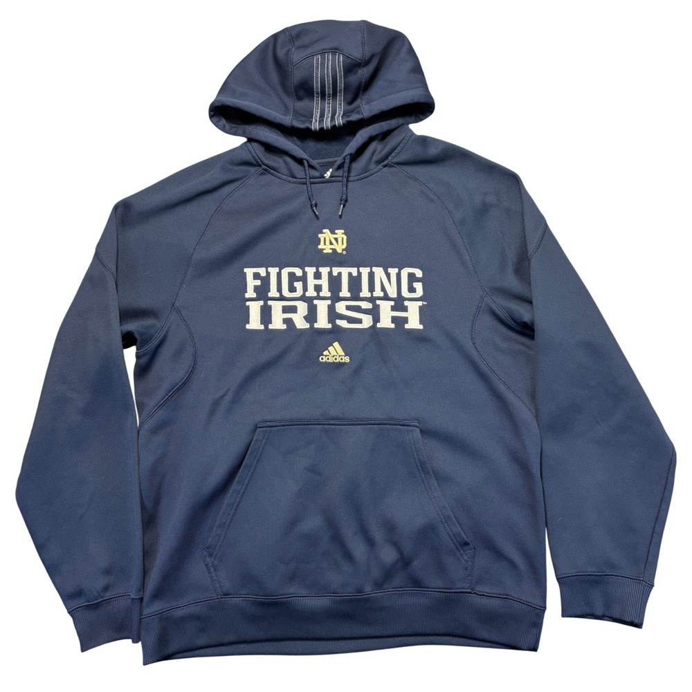 Adidas Notre Dame Fighting Irish Hoodie Mens Large Navy Blue Climalite Pullover